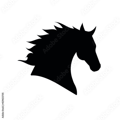 Vector horse head silhouette isolated on white background