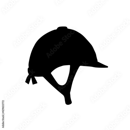 Vector hand drawn equestrian horse riding helmet silhouette isolated on white background