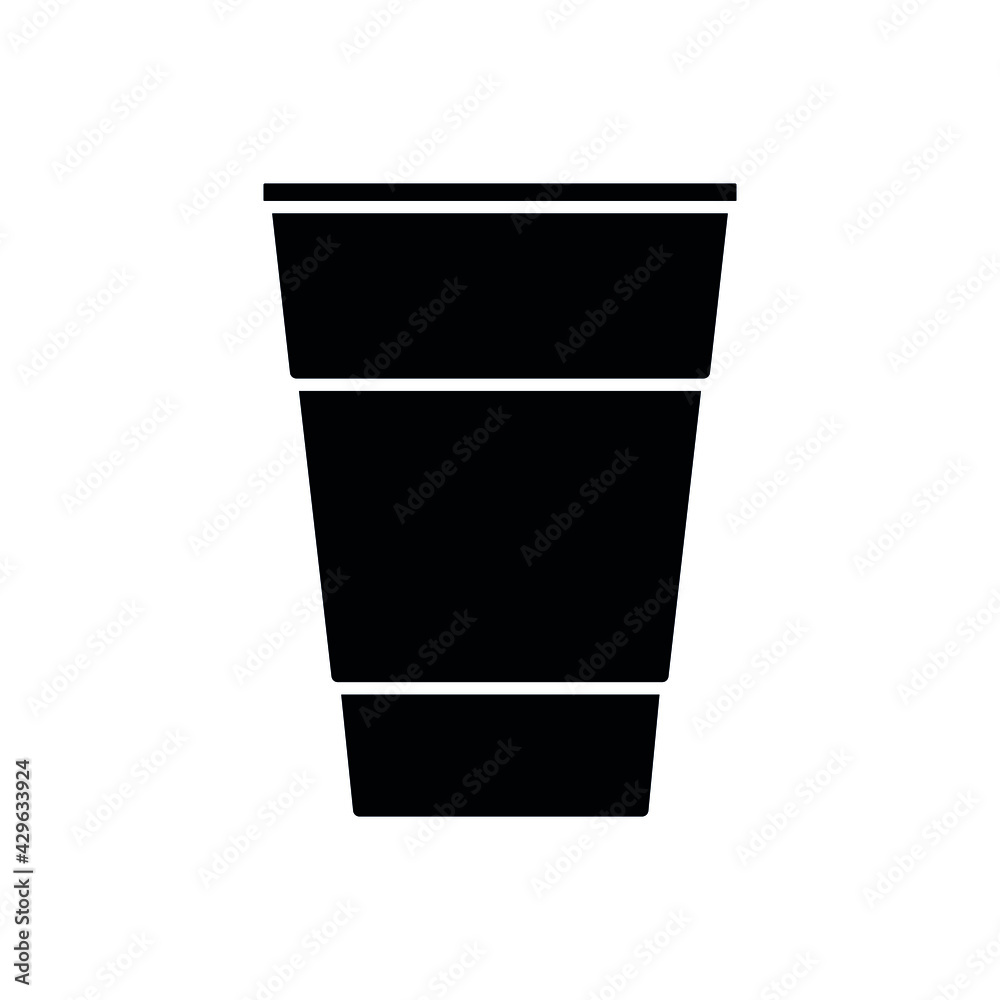 Vector flat cartoon black disposable cup isolated on white background Vector flat cartoon black disposable cup isolated on white background