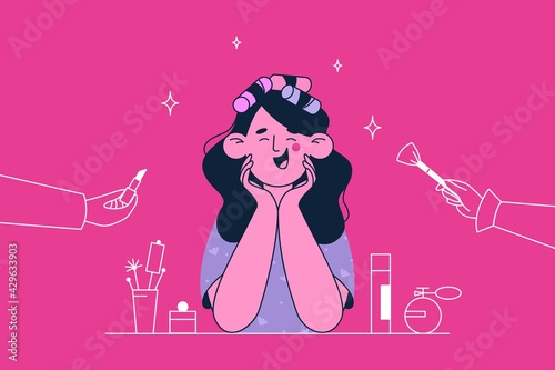 Beautician or cosmetologist and makeup concept