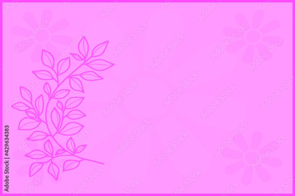 Leaf and flower background with pink colour.