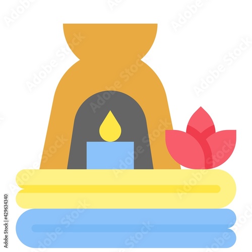 Aroma lamp and Towel icon, Supermarket and Shopping mall related vector