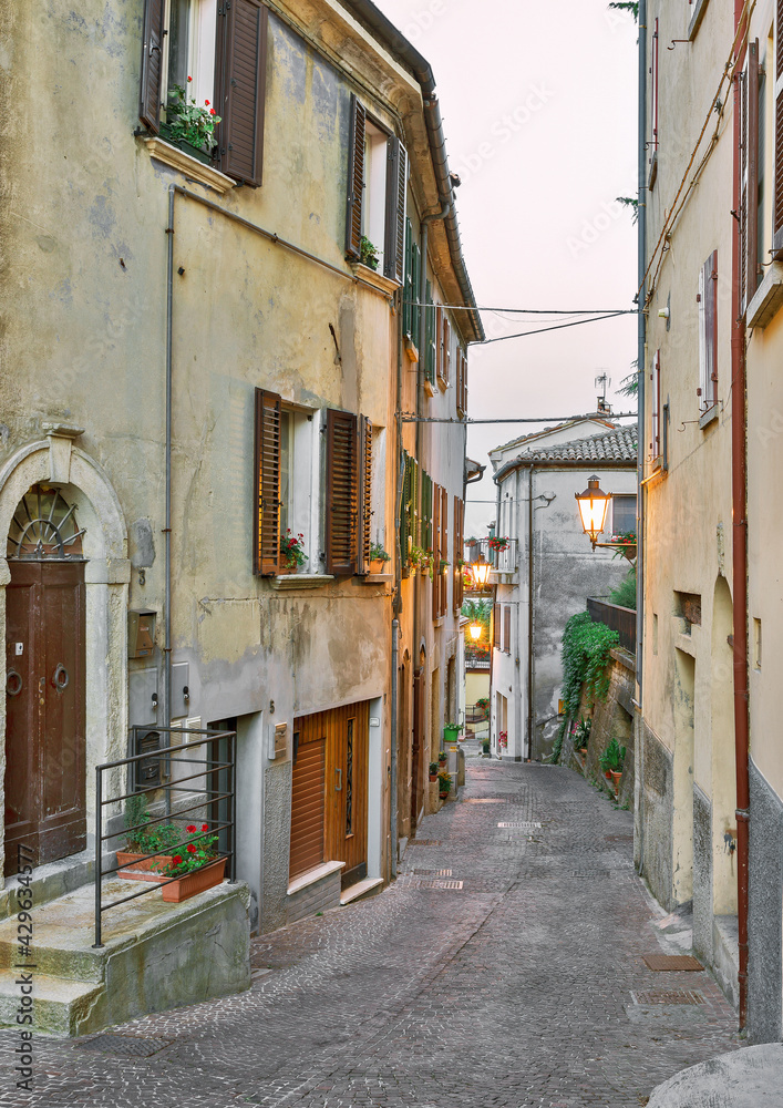 Evening small street Tuscany, Italy