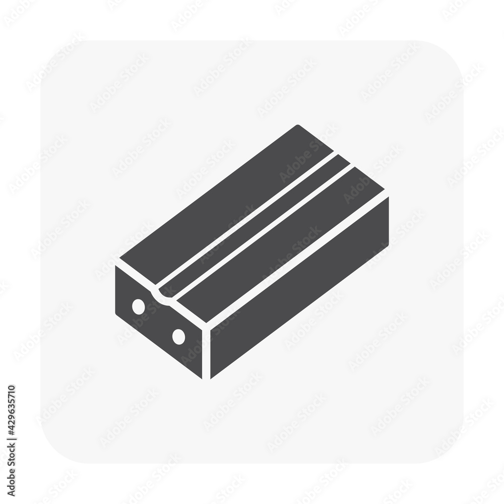 Clay brick vector icon. Natural material, hand made and forming to hollow rectangular shape. For industrial construction, masonry to brickwork, built wall, paving to pavement floor for home housing. Clay brick vector icon. Natural material, hand made and forming to hollow rectangular shape. For industrial construction, masonry to brickwork, built wall, paving to pavement floor for home housing.