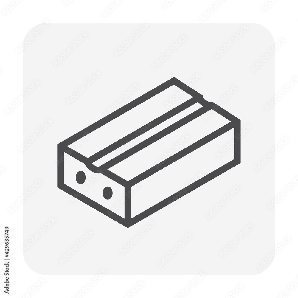 Clay brick vector icon. Natural material, hand made and forming to hollow rectangular shape. For industrial construction, masonry to brickwork, built wall, paving to pavement floor for home housing. Clay brick vector icon. Natural material, hand made and forming to hollow rectangular shape. For industrial construction, masonry to brickwork, built wall, paving to pavement floor for home housing.