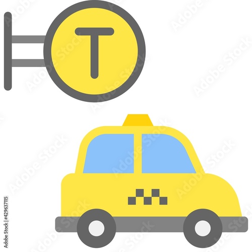 Taxicab stand icon, Supermarket and Shopping mall related vector