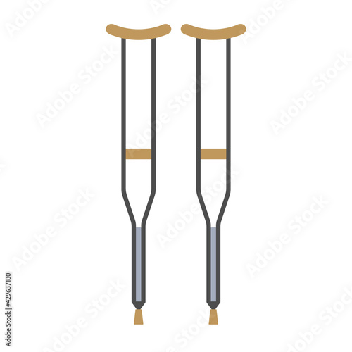 Vector flat cartoon pair of crutch isolated on white background