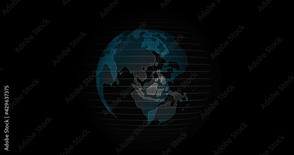 Big data 3d Earth. Binary code surrounding globe rotating. Retro digital Earth. Digital data globe,abstract 3D rendering of data network surrounding planet earth,complexity and data flood of retro age