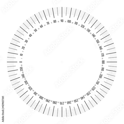 Full 360 degrees protractor measuring instrument