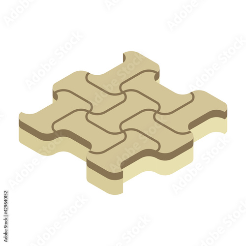 Concrete paver block pavement floor or brick vector icon. Material for landscape, outdoor, garden by paving on ground to create I dumble pattern. That sidewalk, road, patio, path, street or walkway.