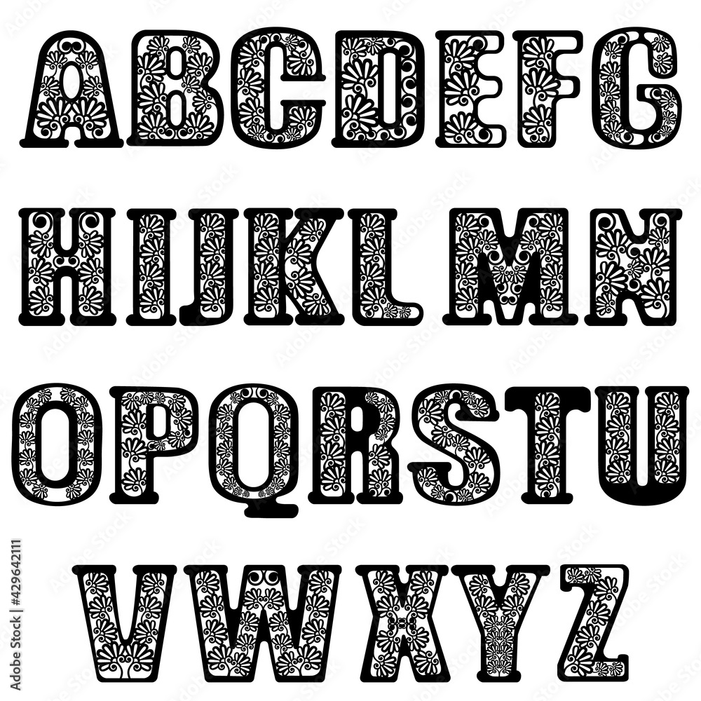 laser cut alphabet letters template Stock Vector | Adobe Stock