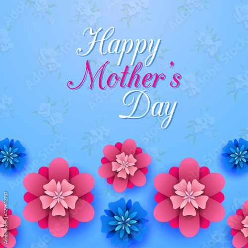 Happy Mother's Day on flowers background © ekyaky