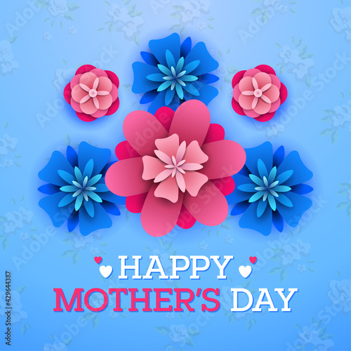 Happy Mother's Day on flowers background © ekyaky