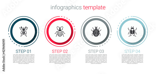 Set Beetle deer, Chafer beetle, Mite and bug. Business infographic template. Vector
