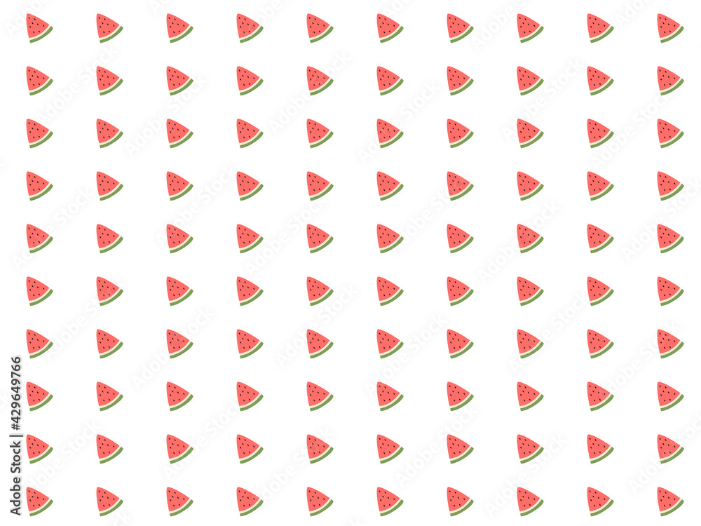 Obraz premium Pattern side red watermelon on white background