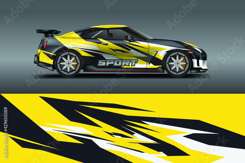 Decal Car Wrap Design Vector. Graphic Abstract Stripe Racing Background For Vehicle  Race car  Rally  Drift . Ready Print File