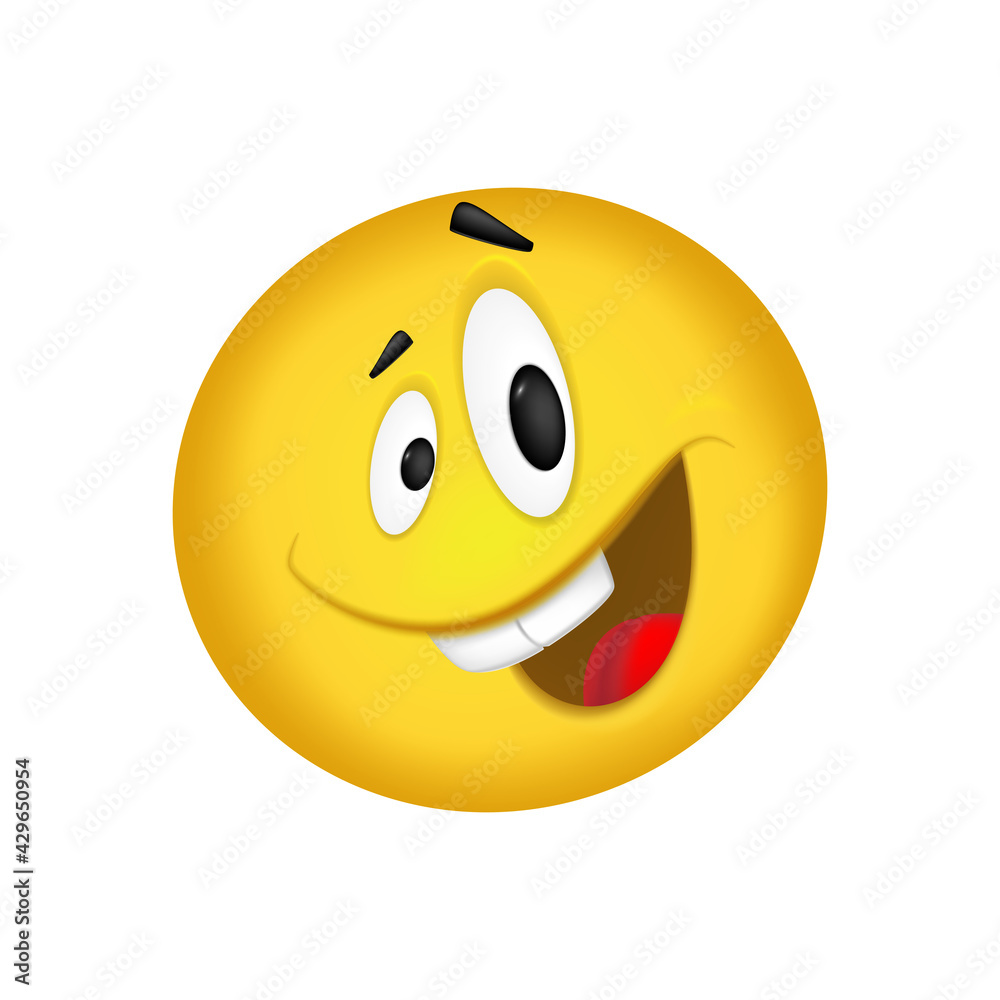 Fototapeta premium Cheerful emoticon. Smiling face yellow. Vector illustration