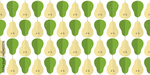 Green pears seamless pattern. Flat design illustration. Vector illustration for fabric, textile, wrapping paper, banners and wallpaper. 