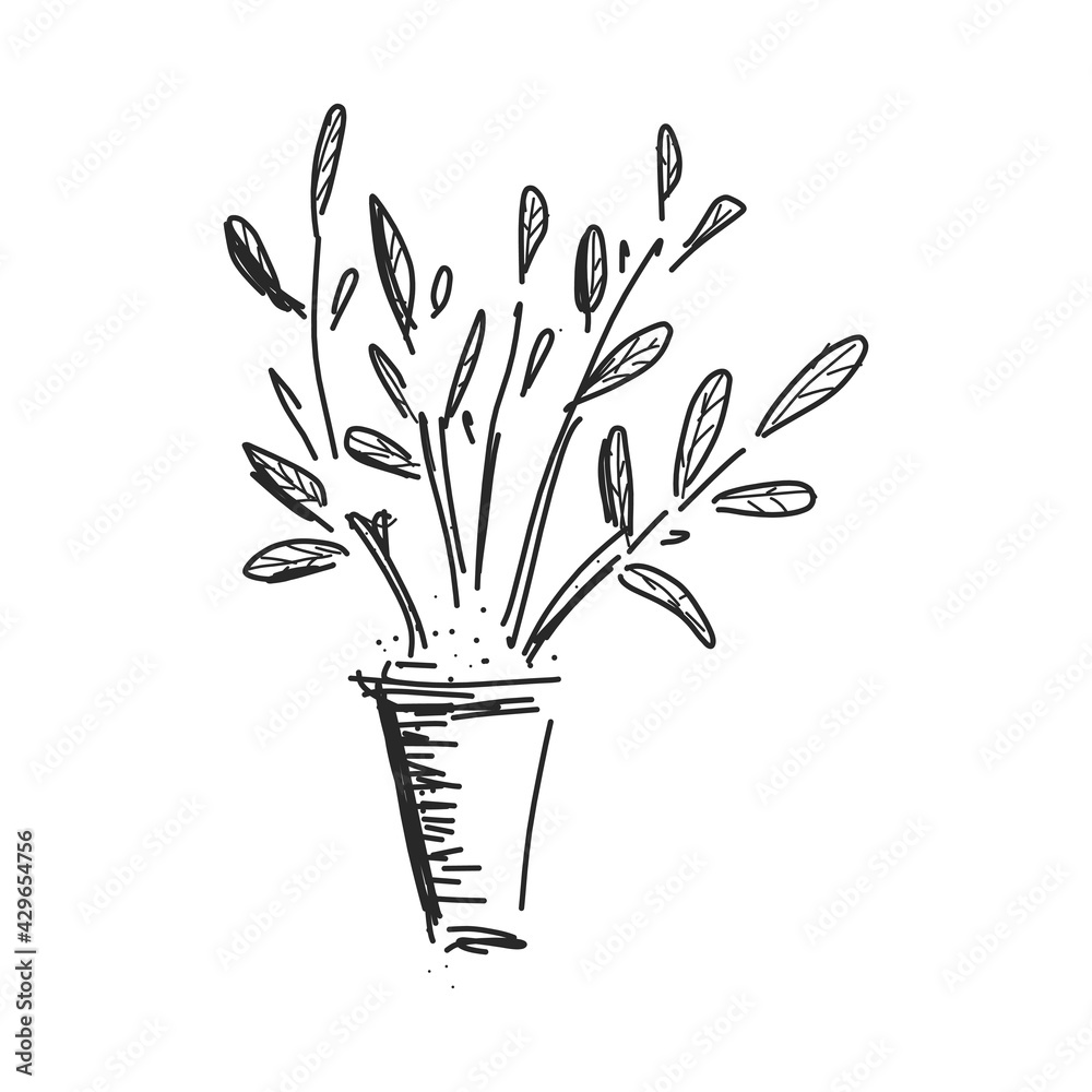 Flower in pot sketch stock vector. Illustration of draw - 39566152-sonthuy.vn
