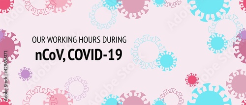 Working Hours During COVID 19  nCoV. Seamless Corona Virus Pattern. Flat Cartoon