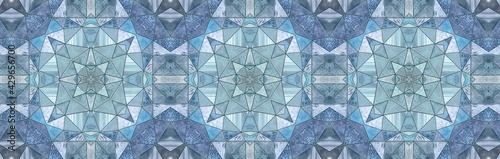 Pastel Blue Stained Glass Style Pattern Banner