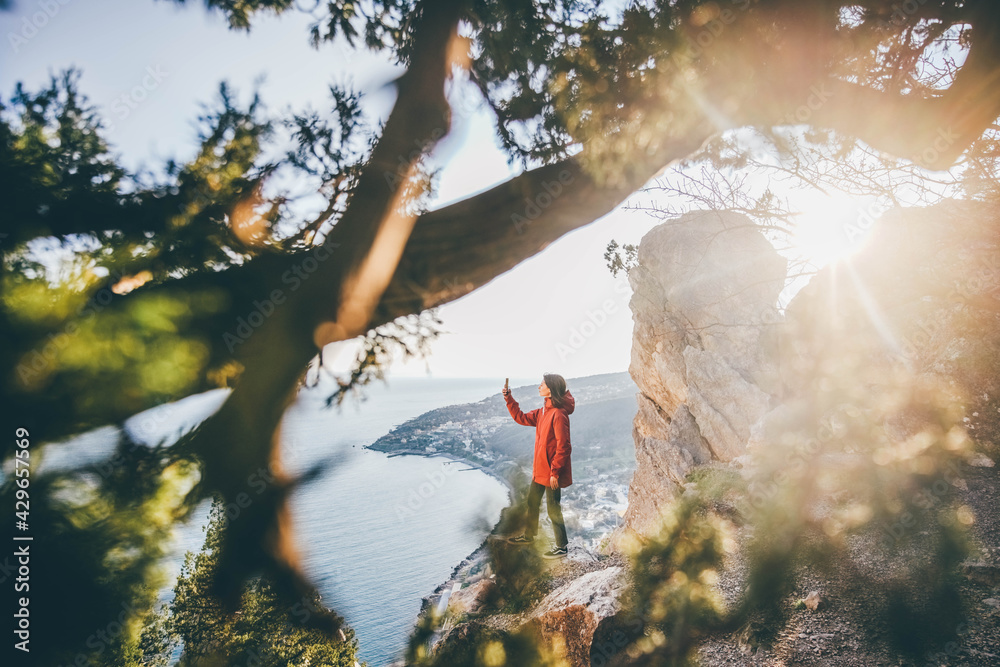Tourist take a photo of beautiful landscape. Tourist take a photo of beautiful landscape.
