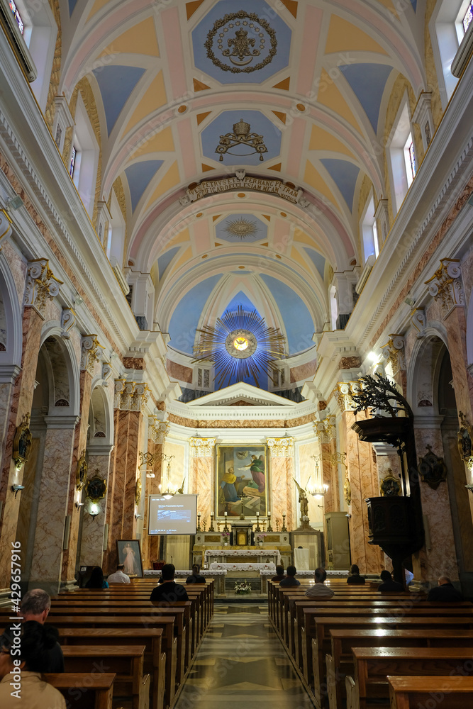 Inside of St. Peter's church in the Old Jaffa city, Tel Aviv, Israel. The church was built in 1654 and dedicated to Saint Peter.