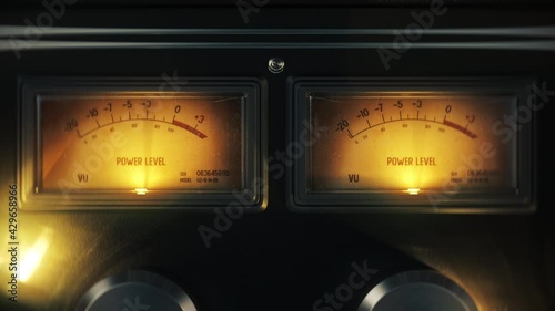 Volume unit panel meter, power amplifier indicator, analog sound level meter photo