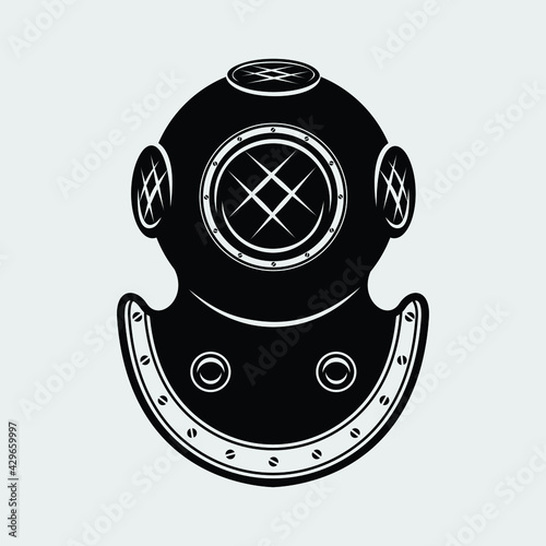 Diving helmet isolated on white background. Vector illustration