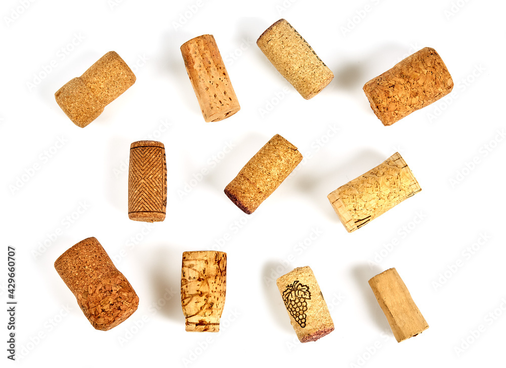 wine corks isolated on white background