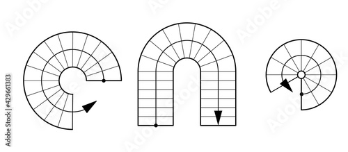 Round staircase options. Set for the design of architectural drawings.