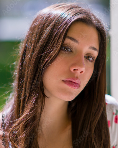 Beautiful Sad Looking Teenage Girl in Park