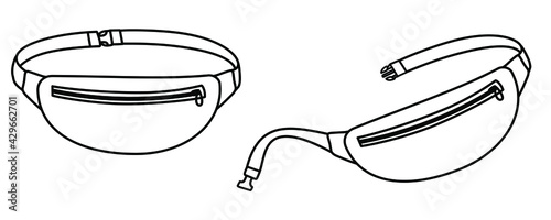 belt, waist bag in two angles. mokap for a print