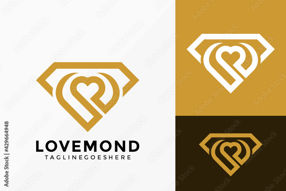 Premium Diamond Love Jewellery Logo Vector Design. Abstract emblem ...