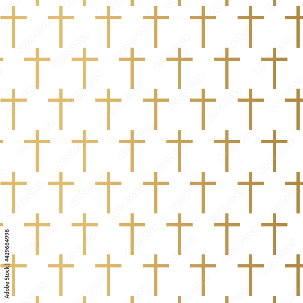 golden christian religion cross pattern- vector illustration