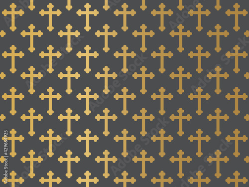 golden christian religion cross pattern - vector illustration