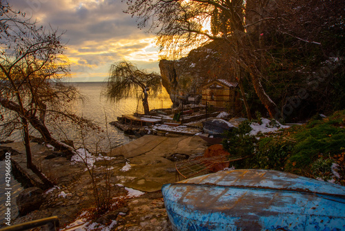 OHRID, NORTH MACEDONIA: Beautiful little church of the Nativity of the Most Holy Theotokos near Lake Ohrid photo