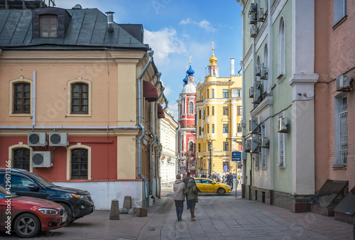 View of the Church of Pope Clement of Rome from Bolshoy Tolmachevsky lane in Moscow