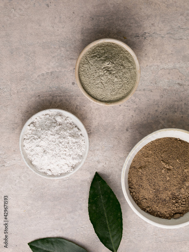 Maca root powder hemp or cannabis  flour and coca flour. Nutrition supplement - superfood from Andies photo