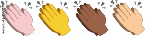 Vector illustration of different colored clapping hands emoticons