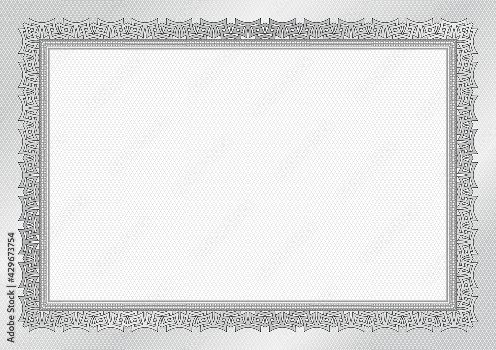 Certificate diploma template. Grayscale gradient vector stock background texture. Changable outline and background colors. For schools, online cources, web design and achievments. Silver theme.