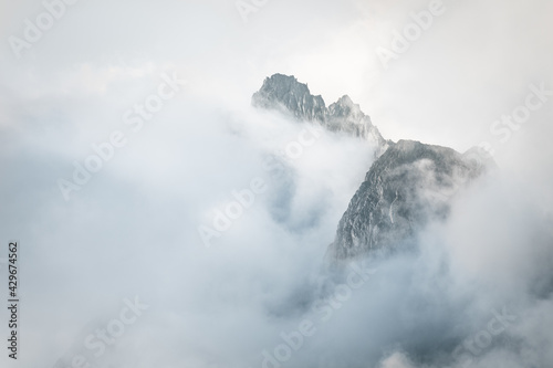 Mountain Peaks in the Clouds