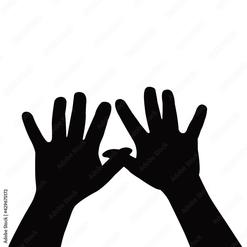 two hands silhouette vector