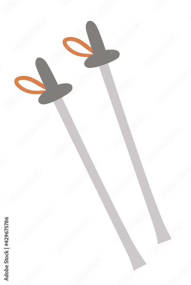 Vector walking sticks. Nordic trekking equipment isolated on white background. Outdoor healthy sport or activity icon. Hiking accessory illustration. Vector walking sticks. Nordic trekking equipment isolated on white background. Outdoor healthy sport or activity icon. Hiking accessory illustration.