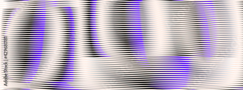 Vector futuristic abstract web banner with striped rounded shapes and moire effect. Monochrome background saver for interior decor, walls panel, mobile apps, business card, image of blog.