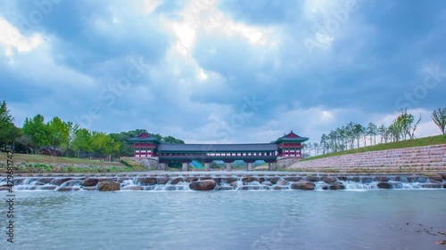 Time lapse Woljeonggyo Bridge in the city of Gyeongju, South Korea.