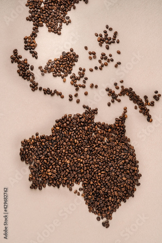 continent australia made of coffee beans