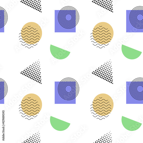 A seamless pattern of abstract geometric shapes. on a white background. Vector illustration
