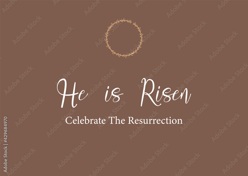 Easter banner vector, greeting card from Luke 24:6, religious illustration with text He is Risen and Jesus crown, Easter decoration, Celebrate the Resurrection, Easter symbol, vector illustration