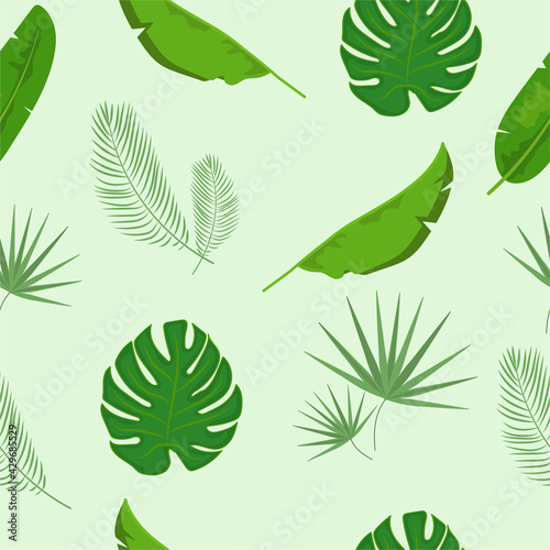 Trendy tropical pattern with exotic leaves 